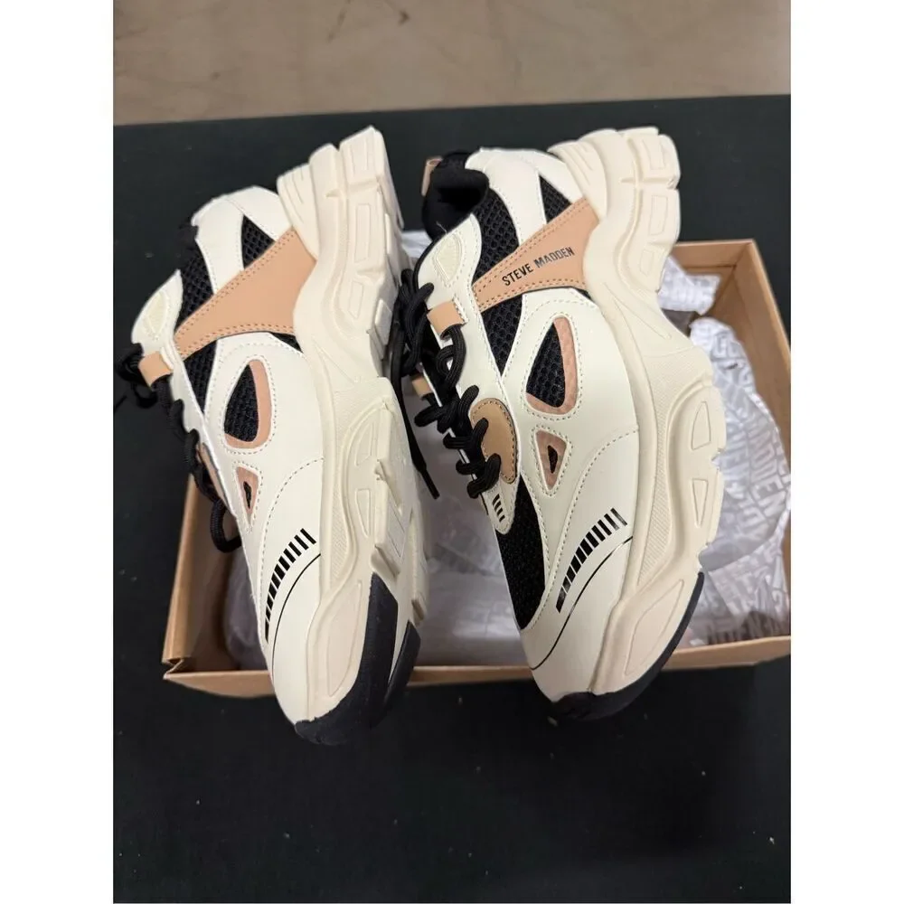 New Steve Madden Corydon Black Tan Chunky Sneakers 9.5
